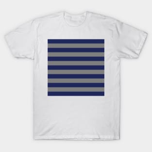 Navy Blue and Gray Stripes, Horizontal Awning Stripes T-Shirt